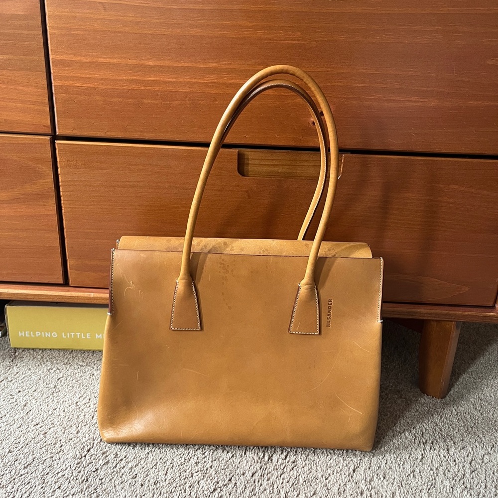 Jil Sander Tan Leather Tote Bag